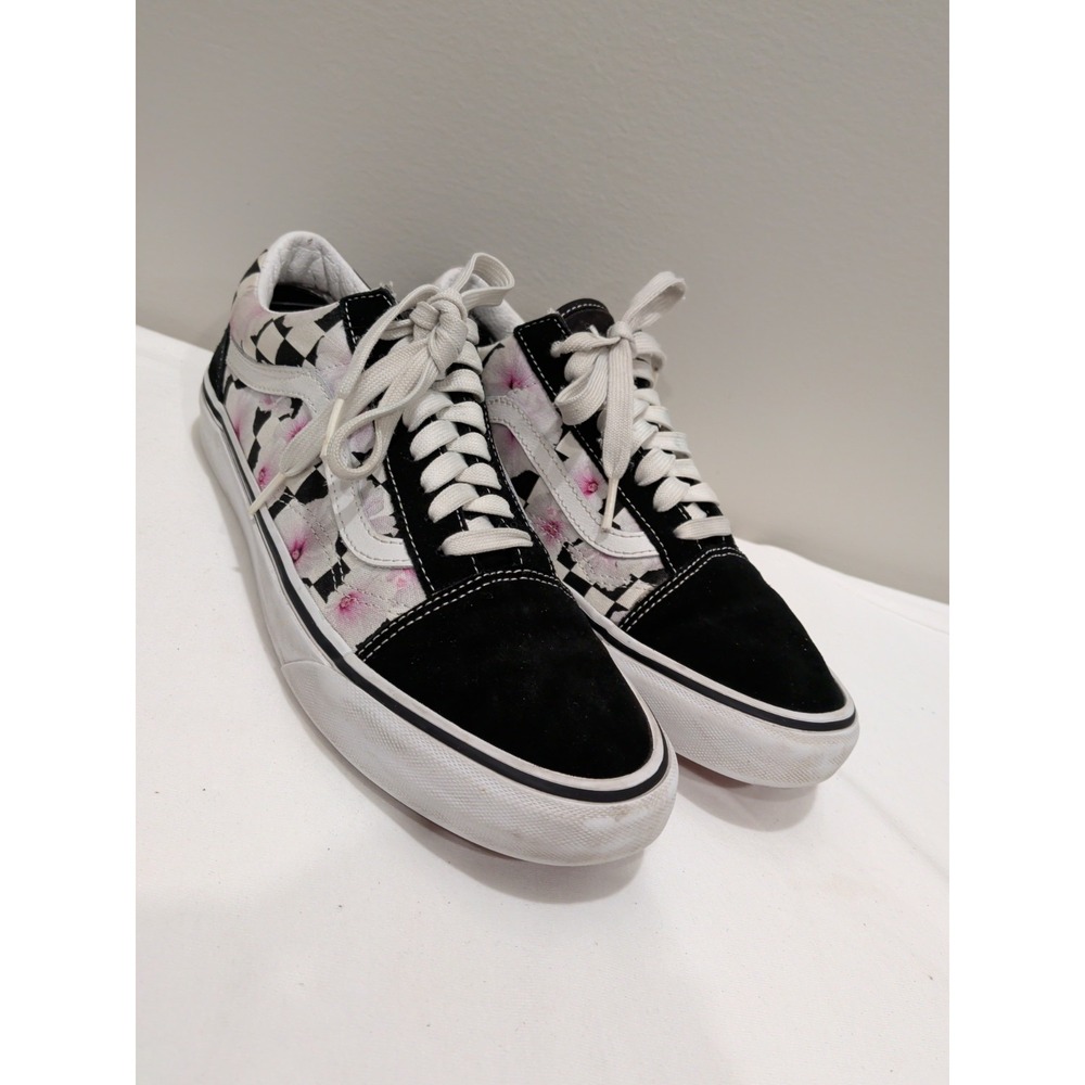 Vans Old Skool Pink Floral Checkerboard Low Top Skate Shoes Mens 7.5 Womens 9